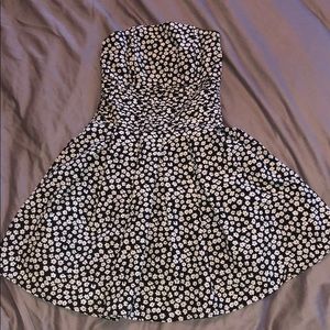 [DONATED] Black and White Flower Strapless Dress
